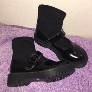 black buckle shoes